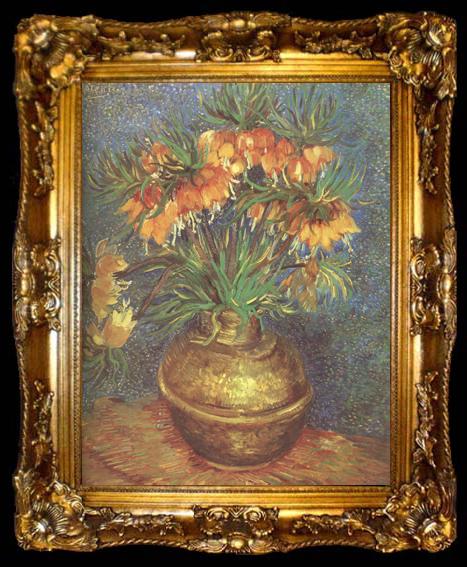 framed  Vincent Van Gogh Fritillaries in a Copper Vase (nn04), ta009-2